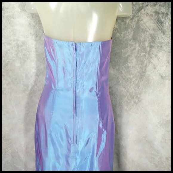 Vintage Gunne Sax Strapless Formal Gown Aqua to Lavender with Rhinestones VFG - Picture 5 of 10